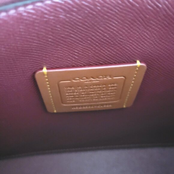 Coach CV966 Leather Tonal Hardware Mollie 25 Tote Satchel Handbag Bright Coral - Picture 7 of 8